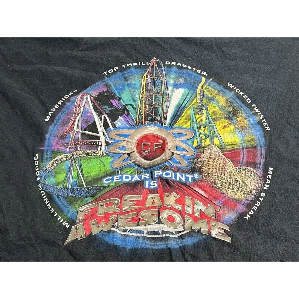 Cedar Point T-Shirt is Freakin Awesome Graphic Print Blue Shirt‎ Men's XL
